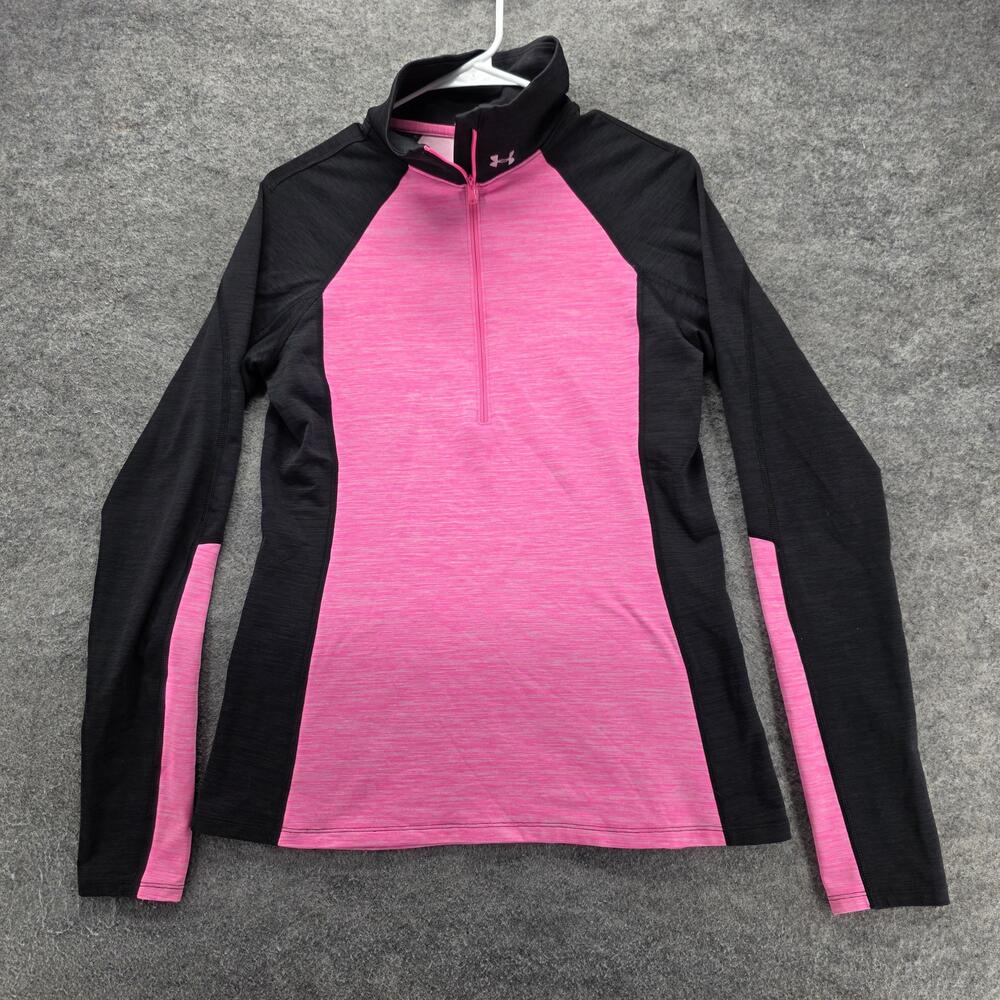 Under Armour Pullover Womens M Pink Mock Neck Zip Long Sleeve Moisture Wicking